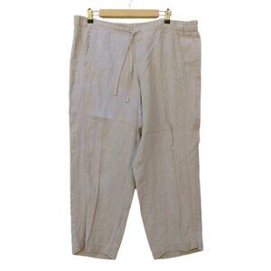 J Jill 100% Linen Women's Crop Pants Size L Petite Short Drawstring FLAWS READ